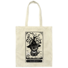 Halloween Card, Tarot Card, Cat Wear Witch Hat Canvas Tote Bag