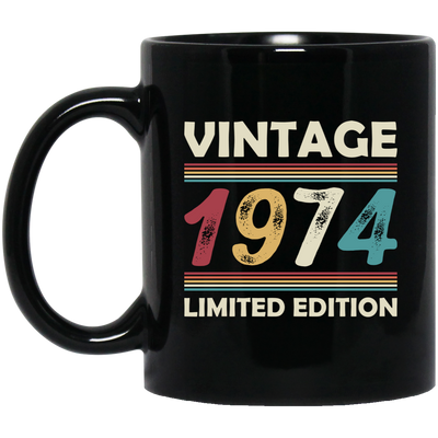 Vintage Birthday, 1974 Birthday, Retro 1974, Retro Birthday Black Mug