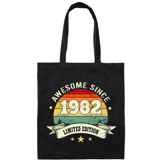 Retro 1982 Birthday Gift, Awesome Since 1982 Canvas Tote Bag