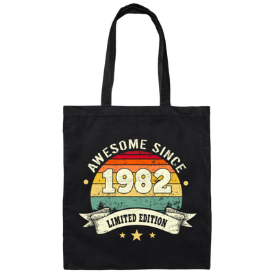 Retro 1982 Birthday Gift, Awesome Since 1982 Canvas Tote Bag