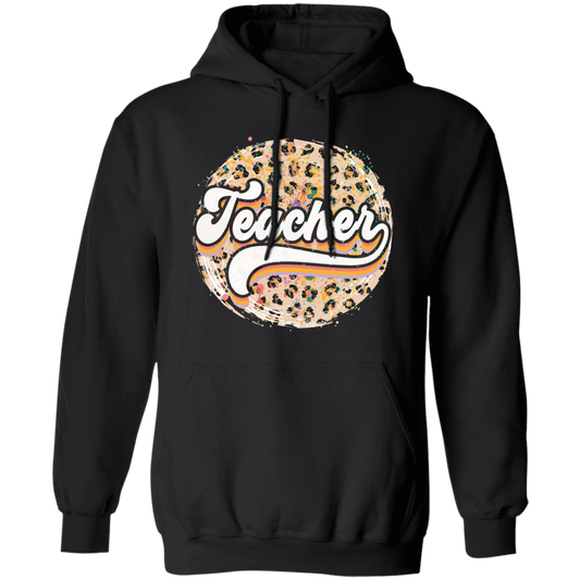 Teacher, Leopard Teacher, Baseball, Leopard Baseball Pullover Hoodie