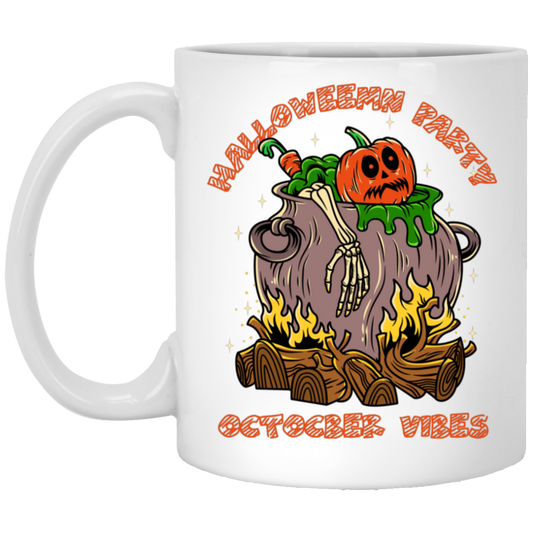 October Vibes, Halloween Party, Horror Party, Horror Pumpkin White Mug