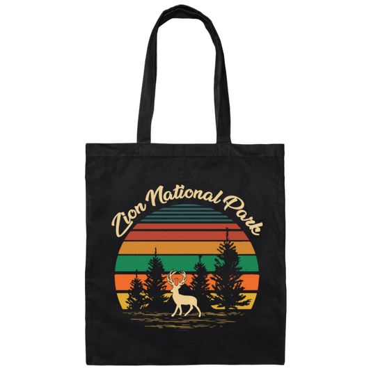 Retro Zion National Park, Vintage Zion Gift Canvas Tote Bag
