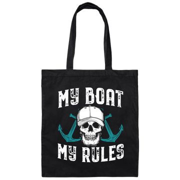 My Boat My Rules, Captain And Sailing Yacht Canvas Tote Bag