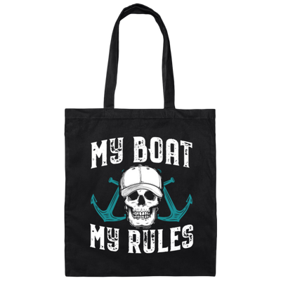 My Boat My Rules, Captain And Sailing Yacht Canvas Tote Bag