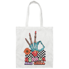 Horror And Chill, Skeleton Hand, Okay Sign, Groovy Skeleton Canvas Tote Bag