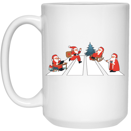 Santa Xmas, Santa Cross The Road, Cross On A Street White Mug