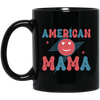 Mama American, Groovy Mama, Retro Mama, Smile Icon Black Mug