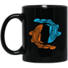 Koi Fish, Two Fishes Together, Good Luck, Prosperity, Perseverance Black Mug