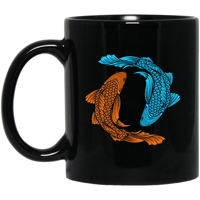 Koi Fish, Two Fishes Together, Good Luck, Prosperity, Perseverance Black Mug