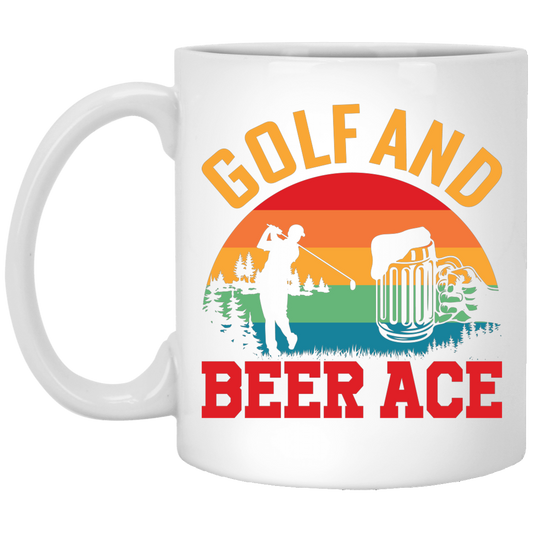 Golf And Beer Ace, Retro Golf, Golf With Beer White Mug