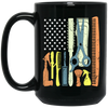 Patriotic Hair Stylist, Haircutter Gift, Barber Day USA, American Barber Black Mug