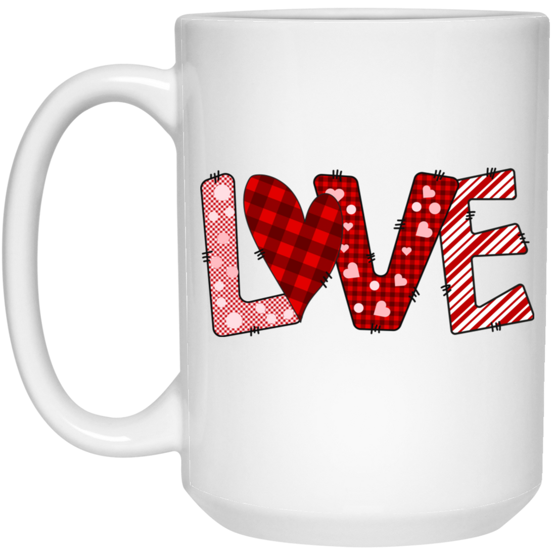 Love Text, Heart Pattern, Groovy Love, Valentine Gift, Valentine's Day, Trendy Valentine White Mug