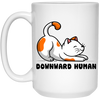 Downward Human, Cute Meow, Yoga Cats White Mug