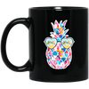 Watercolor Pineapple, Heart Sunglasses, Summer Vibes, Xmas Vibe Black Mug