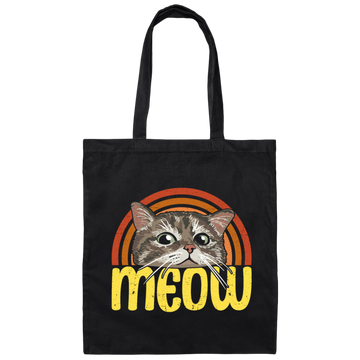 Retro Cat, Meow Love Kittens, Kawaii Cat, Love Cat Canvas Tote Bag