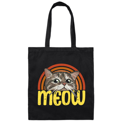 Retro Cat, Meow Love Kittens, Kawaii Cat, Love Cat Canvas Tote Bag