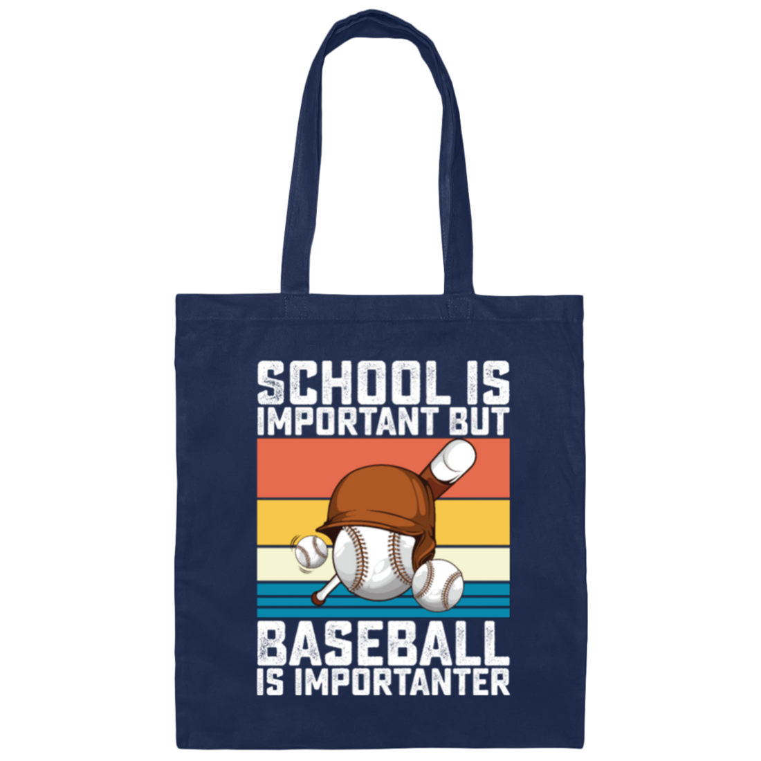 Baseball Lover, School Is Important, But Baseball Is Importanter, Retro Baseball Canvas Tote Bag