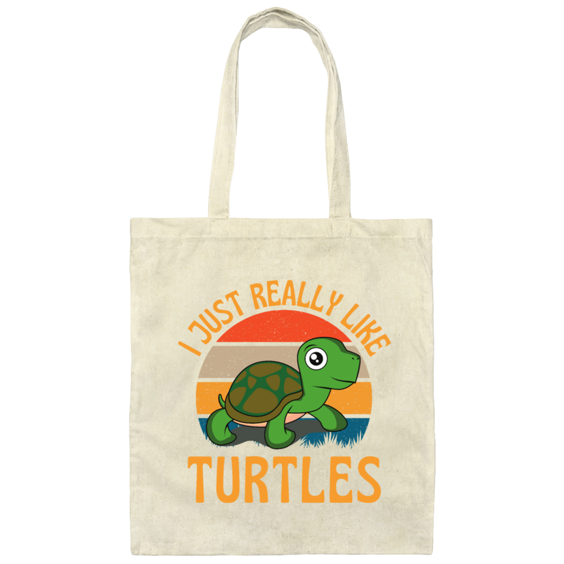 Retro I Just Really Like Turtles, Funny Turtles Canvas Tote Bag