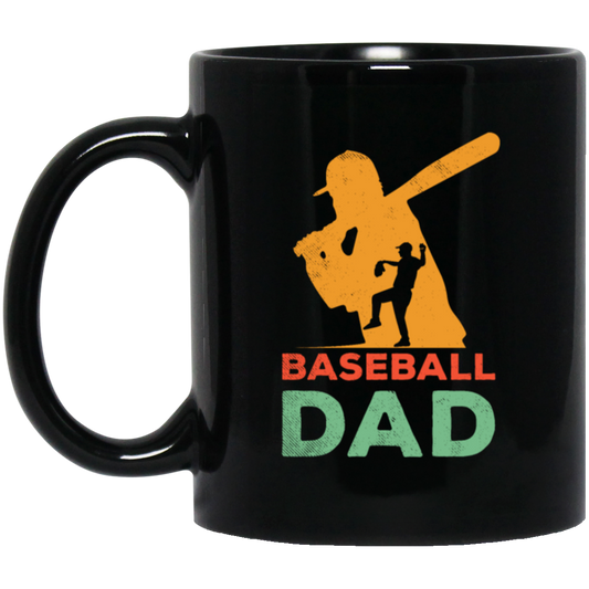 Baseball Dad, Gift For Dad, Vintage Baseball Dad, American Football Black Mug