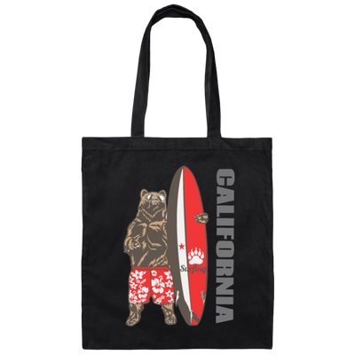 California Bear, Surfboard California, Love California, Surfboard Canvas Tote Bag