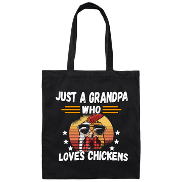 Just A Grandpa Who Loves Chicken Vintage Canvas Tote Bag