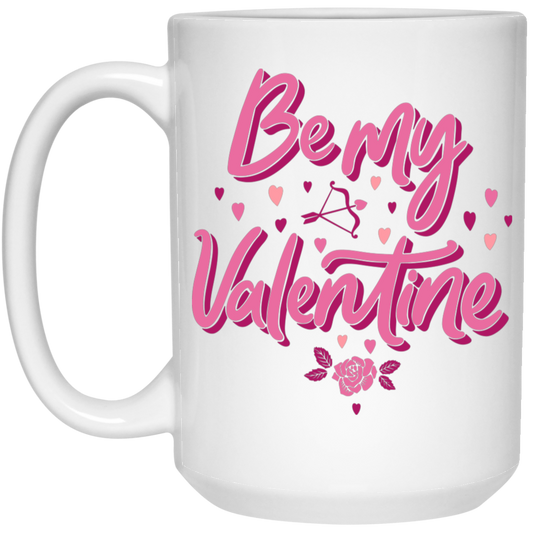 Be My Valentine, Love Valentine, Valentine Gift, Pink Heart, Valentine's Day, Trendy Valentine White Mug