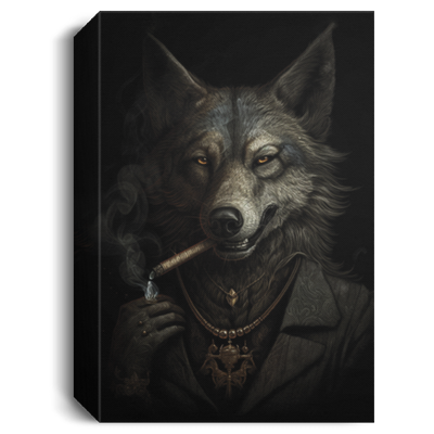 Dark Wolf With Cigarette In Mouth, Cool Wolf Poster, Mafia Wolf Canvas