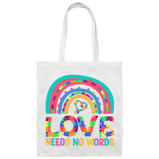 Love Needs No Words, Puzzle Of Love, Pride Month Canvas Tote Bag