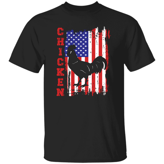 Chicken Silhouette, American Chicken, American Flag Unisex T-Shirt