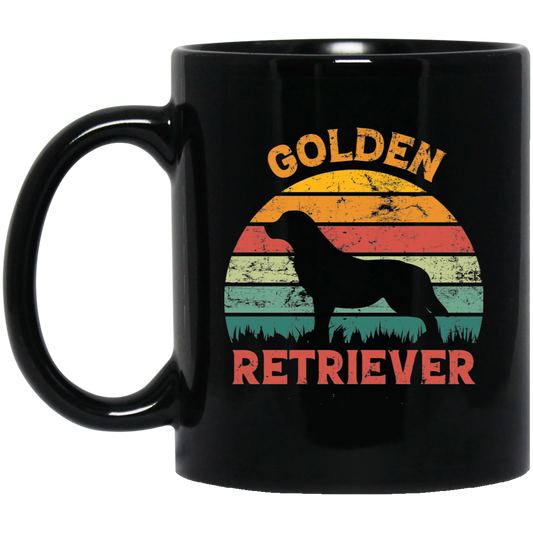 Golden Retriever, Retro Golden, Golden Dog Black Mug