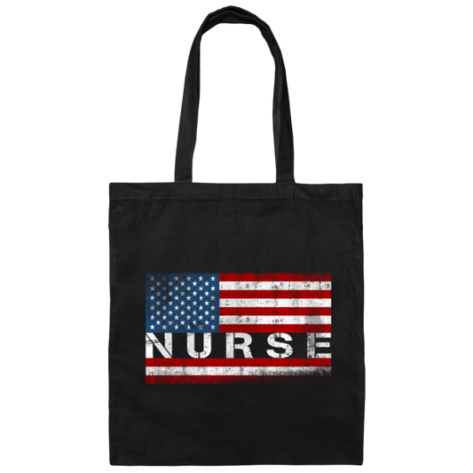 Proud Nurses American Flag Nurse Be To Husband Canvas Tote Bag
