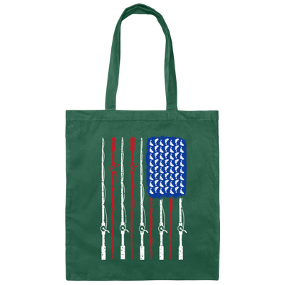 American Rod, Fishing American, Fisherman Lover, Fisherman Gift, Fish Rod Canvas Tote Bag