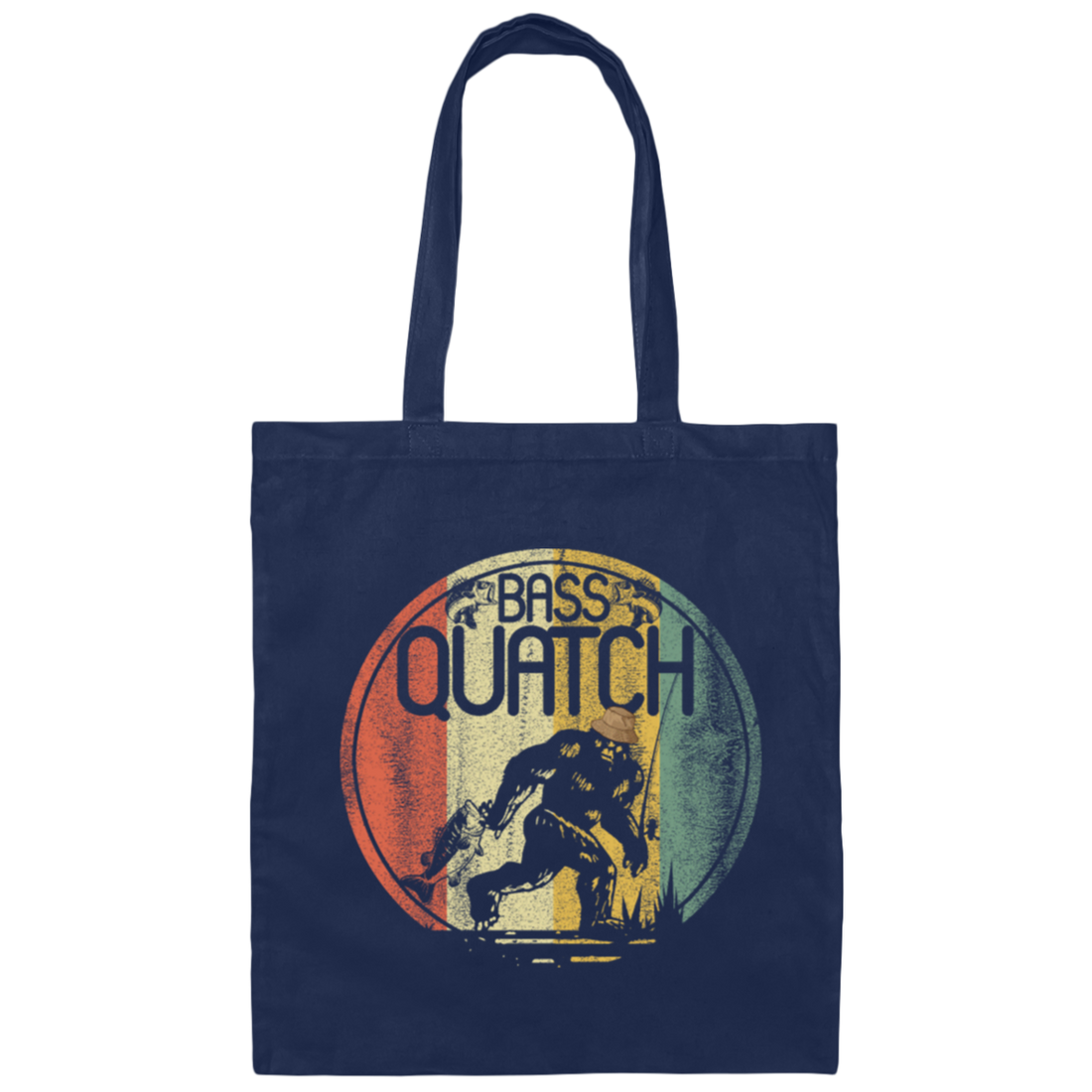 Retro Bassquatch Bass Fishing Bigfoot Sasquatch Yeti Canvas Tote Bag