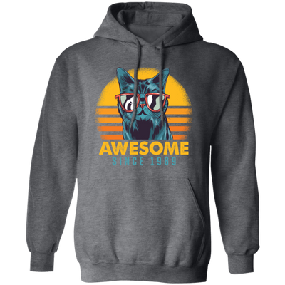 1989 Birthday Gift, Cat Lover Gift, Awesome Since 1989, Retro Cat Gift Pullover Hoodie