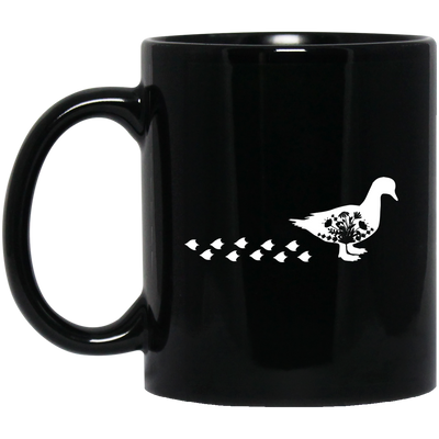 Duck Silhouette, Ducks Trace, Duck Footprint Black Mug