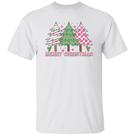 Pink Christmas, Christmas Tree, Pink Plaid Xmas Tree Christmas Unisex T-Shirt