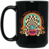 Stay Trippy Little Hippie, Groovy Hippie, Mushroom Black Mug