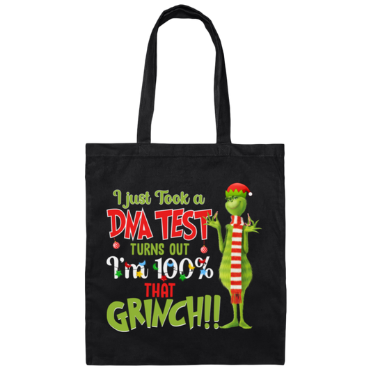 I Just Took A DNA Test, Turn Out I Am 100 Percent That Grinch, Trendy Halloween Canvas Tote Bag