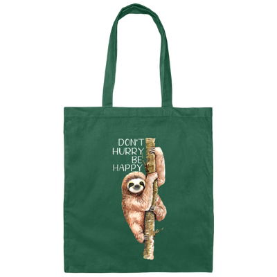 Funny Sloth Dont Hurry Be Happy Sloth Zip Gift Canvas Tote Bag