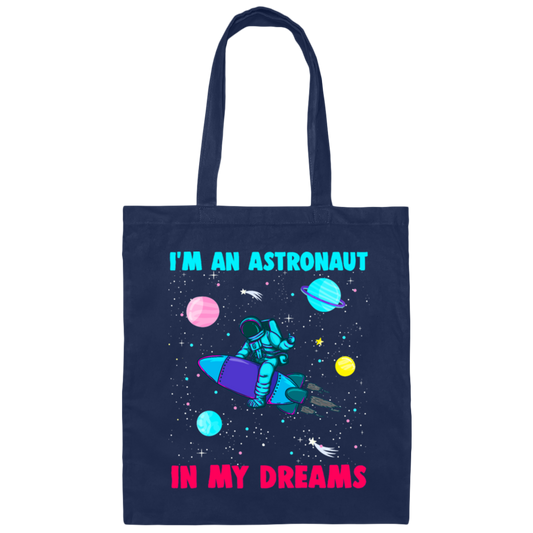 Astronaut In Space Shuttle Rocket, Galaxy Orbit Saturn, Love Galaxy Canvas Tote Bag