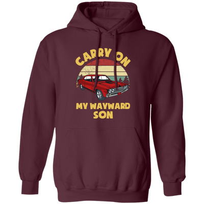 Carry On My Wayward Son, Red Car, Classic Car Pullover Hoodie