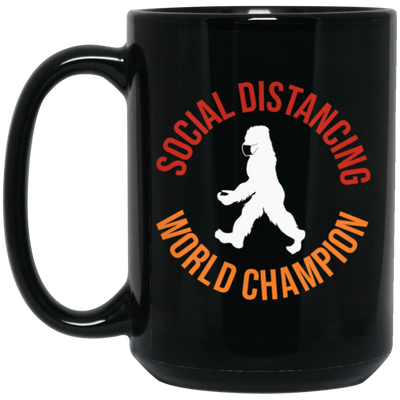 Bigfoot Gift, Social Distancing, World Champion, Retro Bigfoot Black Mug