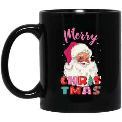 Cute Santa, Pinky Santa, Glance Santa Claus, Santa Face, Merry Christmas, Trendy Christmas Black Mug