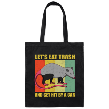 Retro Opossum Let's Eat Trash Canvas Tote Bag