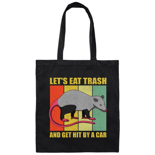 Retro Opossum Let's Eat Trash Canvas Tote Bag