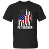 Love PE Teacher, Physical Education Teacher, American Flag In Heart Unisex T-Shirt