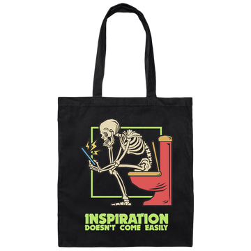 Skeleton Sitting On The Toilet, Inspiration Doesn't Come Easily Canvas Tote Bag