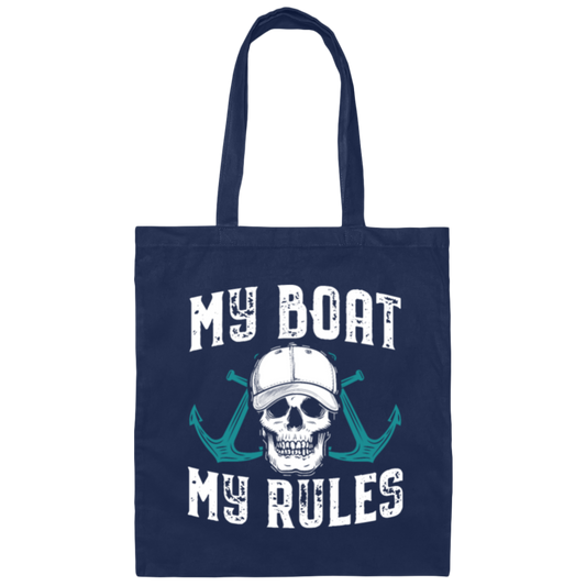 My Boat My Rules, Captain And Sailing Yacht Canvas Tote Bag