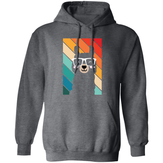 Llama Silhouette, Retro Llama, Funny Llama Pullover Hoodie